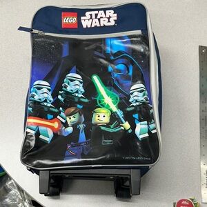 LEGO Star Wars Navy Blue Rolling Carry-On with Multicolor Minifigure Graphics